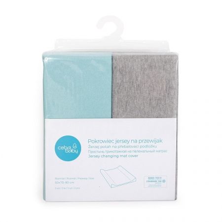 CEBA BABY potah na přebalovací podložku 50x70-80cm 2ks Light Grey Melange/Turquoise