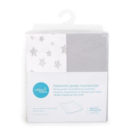 CEBA BABY potah na přebalovací podložku 50x70-80cm 2ks Light Grey/Grey Stars