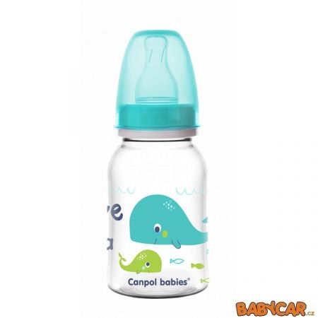 CANPOL BABIES láhev s potiskem LOVE&SEA 120ml Tyrkysová