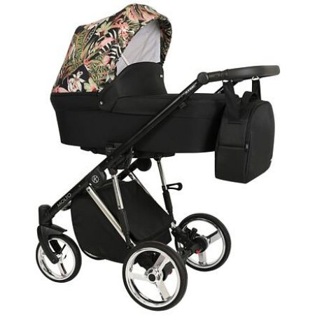 Kočárek Kunert Molto Premium trojkombinace Stříbrný rám/černá-květiny