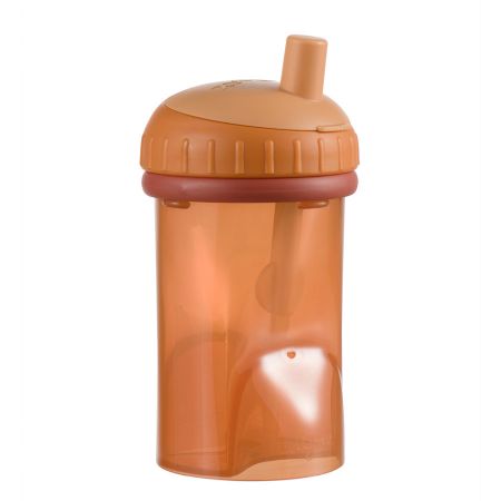 Dětský hrneček s brčkem Difrax, cihlová, 250 ml Barva: cihlová