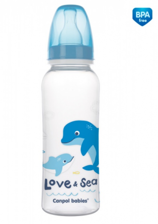 Canpol babies Lahvička s potiskem 250 ml Love&Sea - modrá