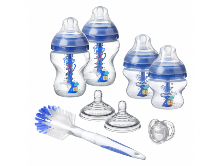 Tommee Tippee Sada kojeneckých lahviček C2N ANTI-COLIC s kartáčem Blue
