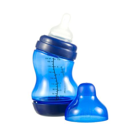 Kojenecká S-lahvička Difrax, široká, Antikolik, tmavě modrá, 200 ml Barva: modré