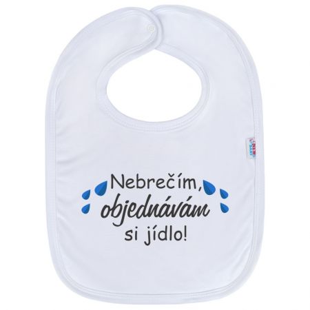 NEW BABY Kojenecký bavlněný bryndák New Baby Nebrečím objednávám si jídlo!