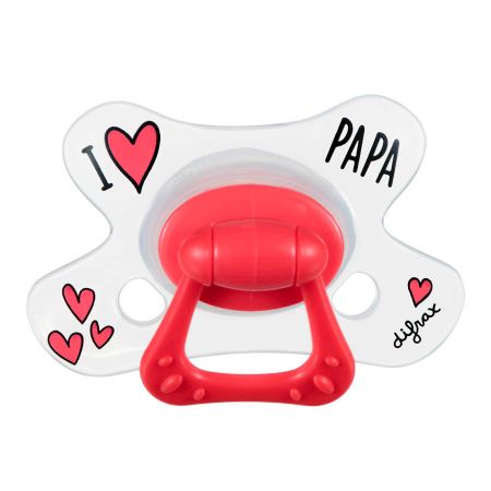 Dudlík Difrax Natural I LOVE PAPA 12+ Barva: červené