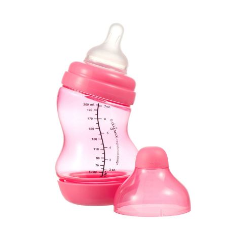 Kojenecká S-lahvička Difrax, široká, Antikolik, růžová, 200 ml Barva: růžové