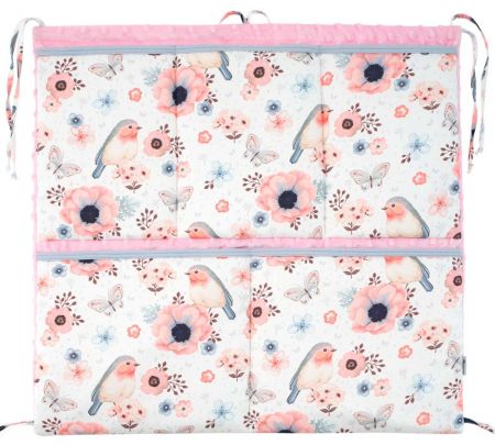 ESITO (handmade) Luxusní kapsář na postýlku Minky Ptáčci růžová - růžová / 53 x 53 cm Barva: Růžová, Velikost: 53 x 53 cm ESVYPKAPMNKPTCRUZ