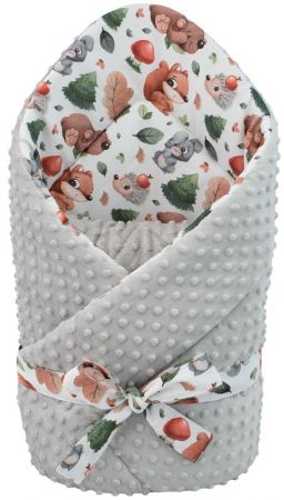ESITO (handmade) Luxusní oboustranná zavinovačka Minky Zvířátka 3 v 1 - 85 x 85 cm / šedá Barva: šedá, Velikost: 85 x 85 cm ESZAVMNKZVRSED