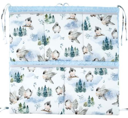 ESITO (handmade) Luxusní kapsář na postýlku Minky Ptáčci modrá - modrá / 53 x 53 cm Barva: Modrá, Velikost: 53 x 53 cm ESVYPKAPMNKPTCMOD