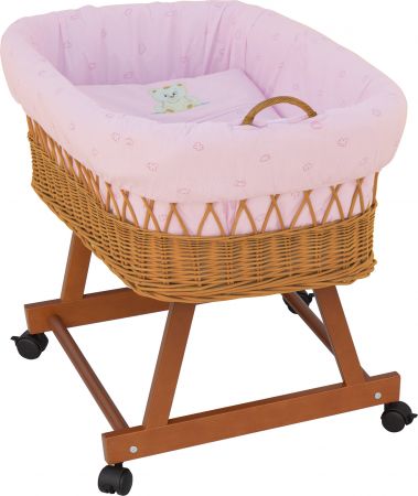 Proutěný košík na miminko Scarlett Méďa - růžová SC-2109