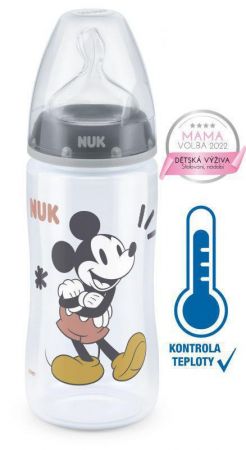 NUK FC+ láhev s kontrolou teploty Mickey 300 ml Šedá