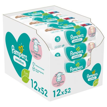 Pampers 12x PAMPERS Sensitive Ubrousky vlhčené 52 ks