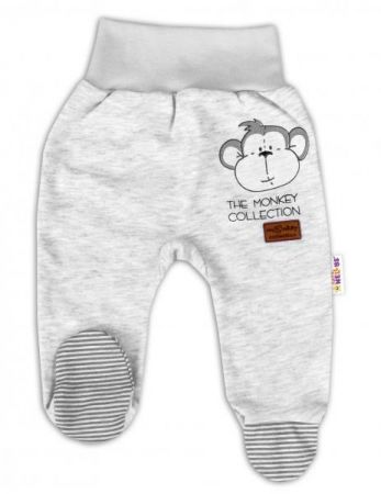 Baby Nellys Kojenecké polodupačky Monkey - sv. šedý melírek, vel. 80, 80 (9-12m)