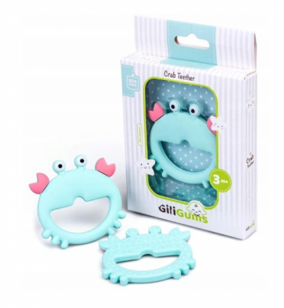 GiliGums Dětské silikonové kousátko Crab Teether, 3m