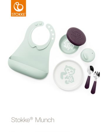 STOKKE Set nádobí Munch - miska, hrníček, talíř, vidlička lžice bryndák Complete Soft Mint