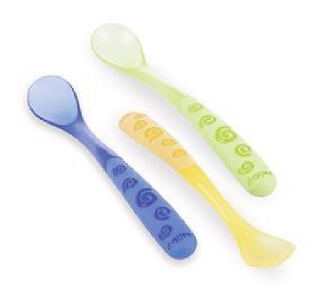 NUBY Lžička s dlouhou rukojetí, 6 m+ (3 ks)