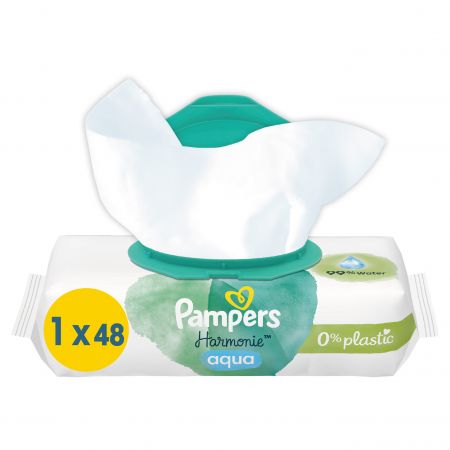 Pampers vlhčené ubrousky Harmonie Aqua 48ks (bez plastů)