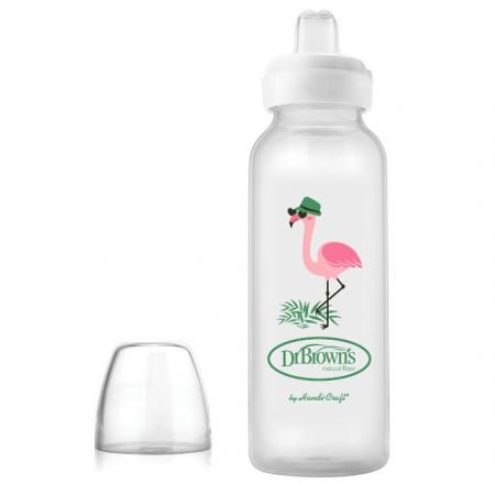 Dr Brown's Láhev Standard 250ml, netekoucí+silikonový náustek plameňák