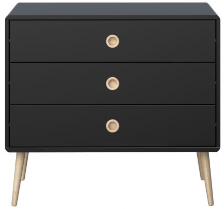 Černá retro komoda se třemi zásuvkami Softline 015