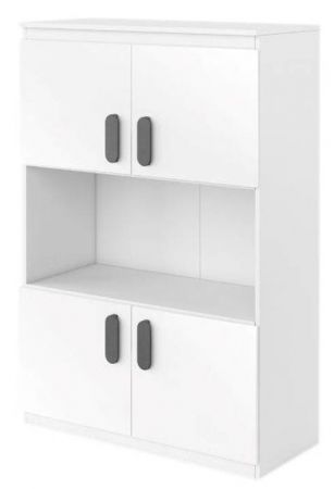 Bílá skříňka s dvířky Remax 09 výška 132 cm bílý lesk