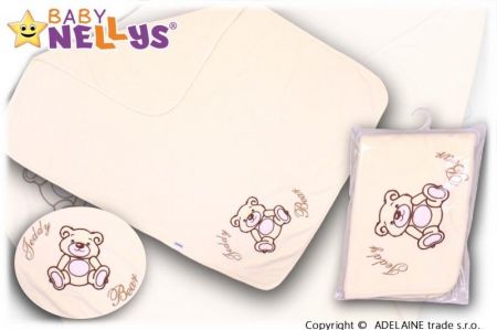 Baby Nellys Deka/dečka froté/velur - Medvídek Teddy Bear - smetanová