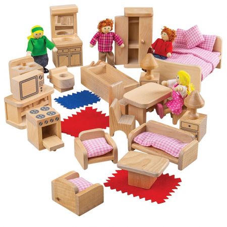 Bigjigs Toys Sada nábytku do domečku a postaviček rodiny DS85927015
