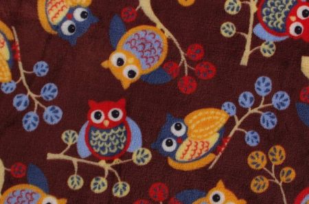 Kaarsgaren Deka Flanell fleece hnědá sovy 70x100cm
