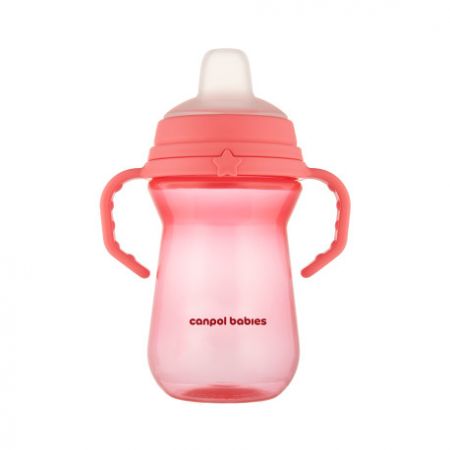 Canpol babies Hrneček se silikonovým pítkem FirstCup 250ml růžový