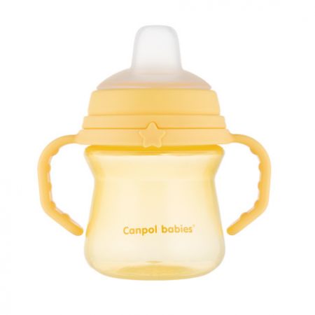 Canpol babies Hrneček se silikonovým pítkem FirstCup 150ml žlutý