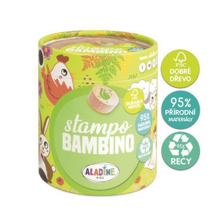 Aladine Dětská dřevěná razítka Stampo BAMBINO, 8 ks - Farma