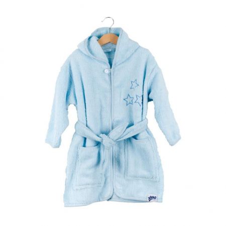 Kikko Dětský biobavlněný froté župan XKKO Organic 6-12 měs. Baby blue stars