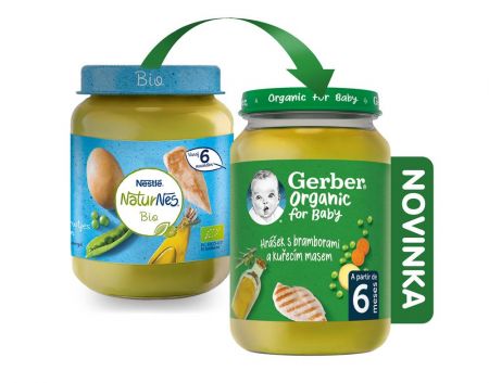 GERBER Organic dětský příkrm hrášek s bramborami a kuřecím masem 190 g​​