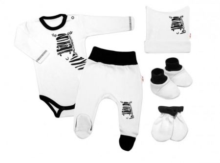 Baby Nellys 5-ti dílná soupravička do porodnice Zebra - bílá, vel. 68, 68 (3-6m)