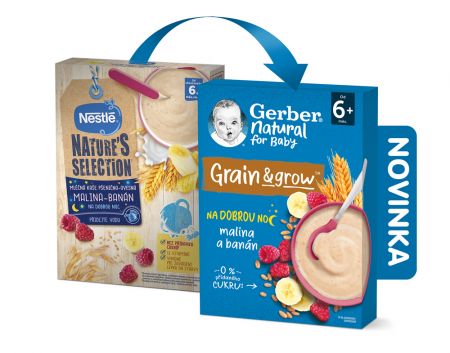 GERBER GERBER Natural mléčná kaše pšenično-ovesná malina a banán 220 g