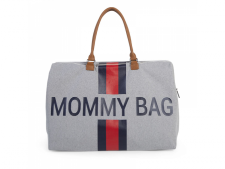 Childhome Přebalovací taška Mommy Bag Grey Stripes Red/Blue