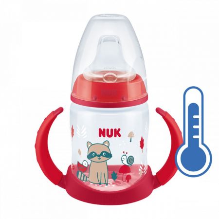 NUK Kojenecká láhev na učení NUK s kontrolou teploty 150 ml červená