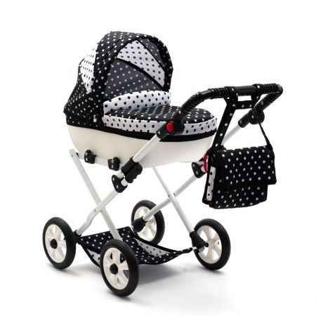 Dětský kočárek pro panenky New Baby COMFORT bílo-černý