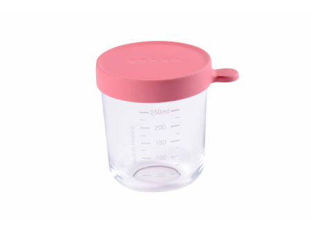Beaba Kelímek na jídlo skleněný 250ml tmavě růžový