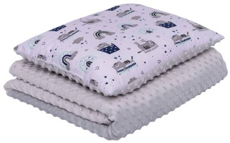 Infantilo Souprava do postele 100 x 135 cm Šedo-modrá duha