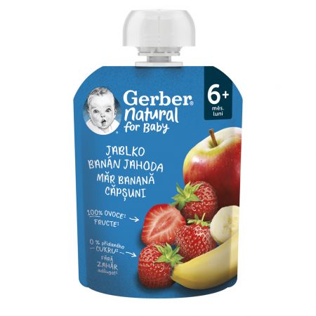 GERBER GERBER Natural kapsička jablko, banán a jahoda 90 g