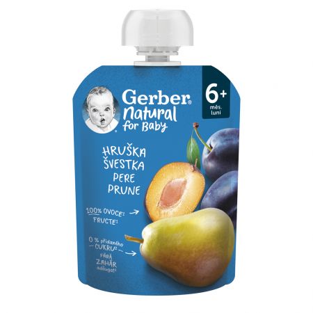 GERBER GERBER Natural kapsička hruška a švestka 90 g