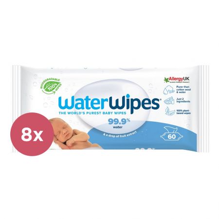 WATERWIPES 8x WATERWIPES Vlhčené obrousky bez obsahu plastů 60 ks ( 480 ks )