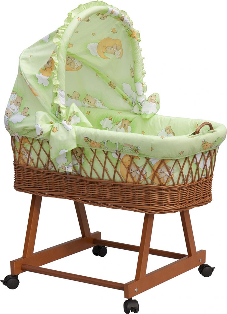 Scarlett Proutěný košík na miminko s boudičkou Mráček - zelená