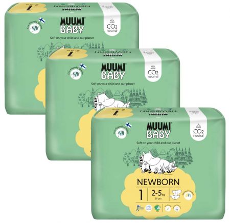 Muumi MUUMI Baby 1 Newborn 2-5 kg (75 ks), měsíční balení eko plen