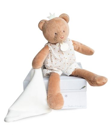 Doudou et Compagnie Paris | Doudou Dárková sada - plyšová hračka medvídek s dečkou 28 cm DS73593788