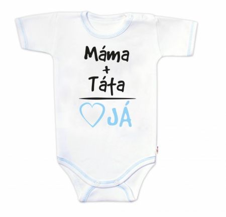Body krátký rukáv s vtipným textem Baby Nellys, Máma+Táta, kluk Velikost: 56 (1-2m)