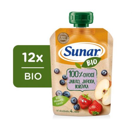 12x Sunar BIO kapsička Jablko, jahoda, borůvka 100 g