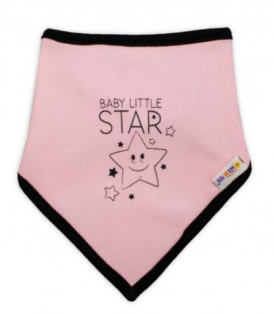 Dětský bavlněný šátek na krk Baby Nellys, Baby Little Star - růžový