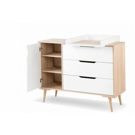 Klupś komoda s přebalovacím pultem SOFIE bílá/buk